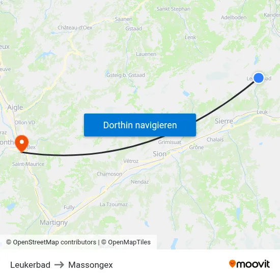 Leukerbad to Massongex map