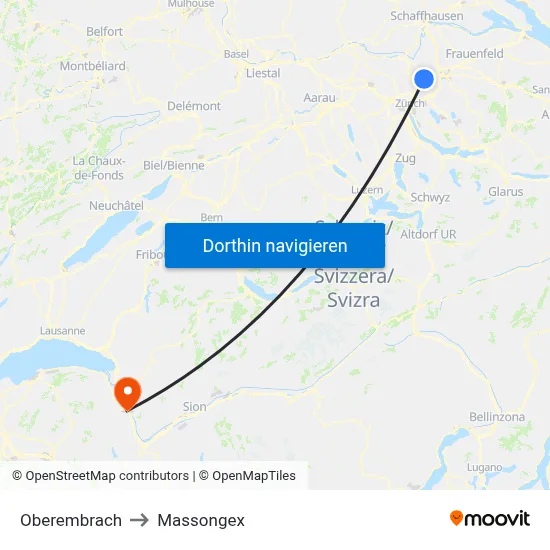 Oberembrach to Massongex map