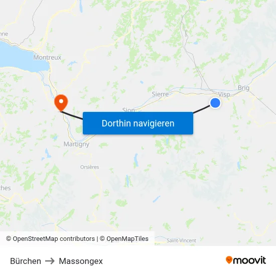 Bürchen to Massongex map