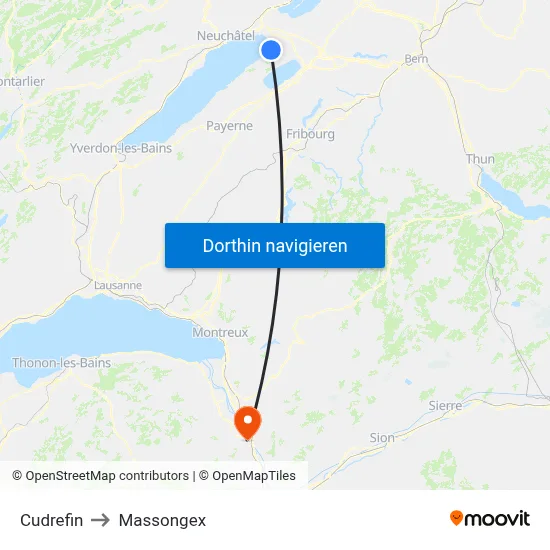 Cudrefin to Massongex map