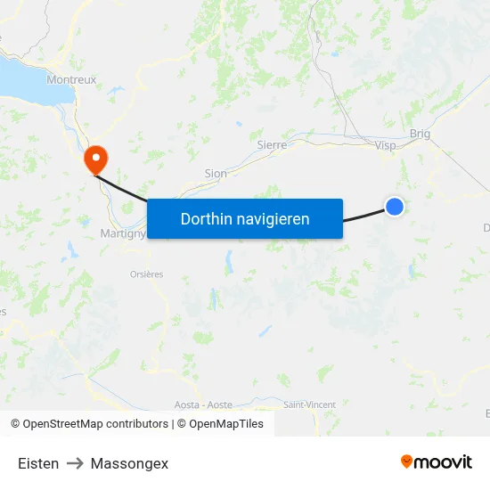 Eisten to Massongex map