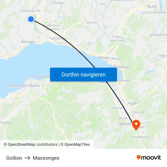 Gollion to Massongex map