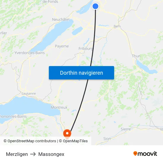 Merzligen to Massongex map