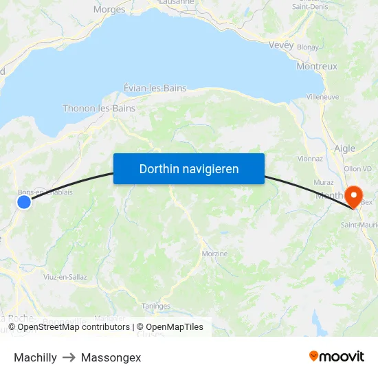 Machilly to Massongex map