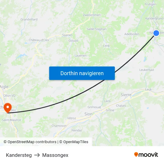 Kandersteg to Massongex map