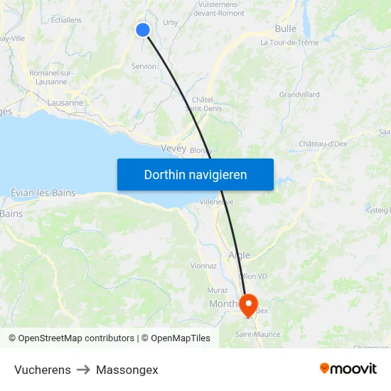 Vucherens to Massongex map
