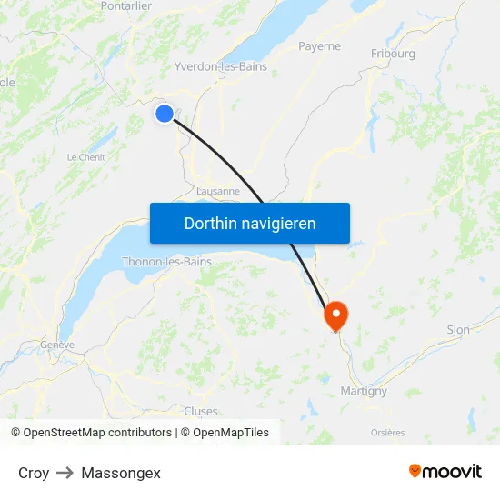 Croy to Massongex map