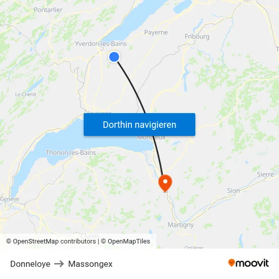 Donneloye to Massongex map