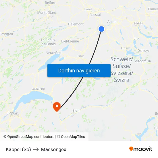 Kappel (So) to Massongex map