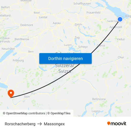 Rorschacherberg to Massongex map