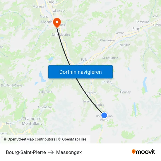 Bourg-Saint-Pierre to Massongex map