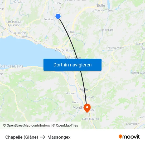 Chapelle (Glâne) to Massongex map