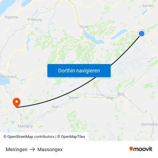 Meiringen to Massongex map