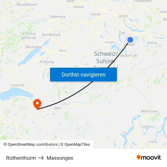 Rothenthurm to Massongex map