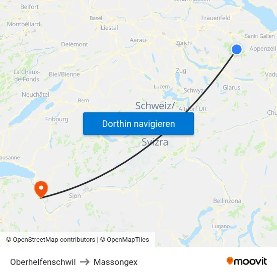 Oberhelfenschwil to Massongex map