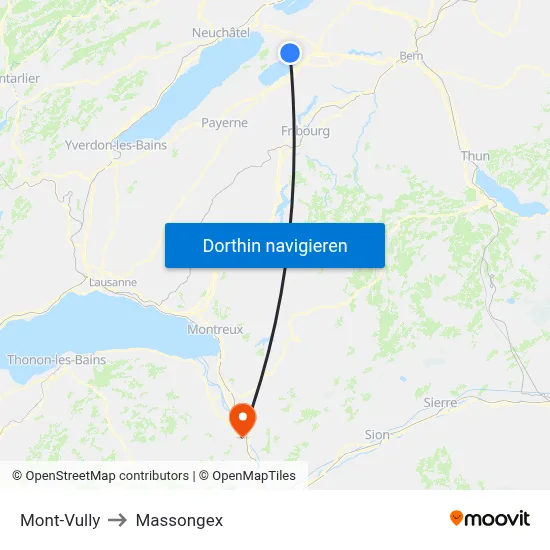 Mont-Vully to Massongex map