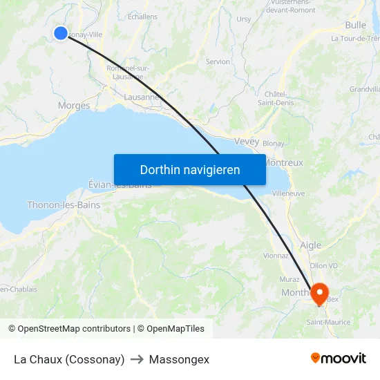 La Chaux (Cossonay) to Massongex map