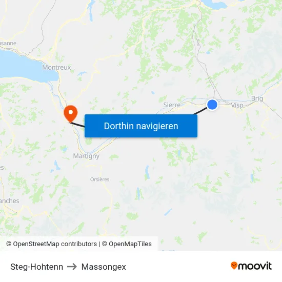 Steg-Hohtenn to Massongex map