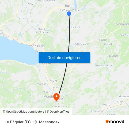 Le Pâquier (Fr) to Massongex map