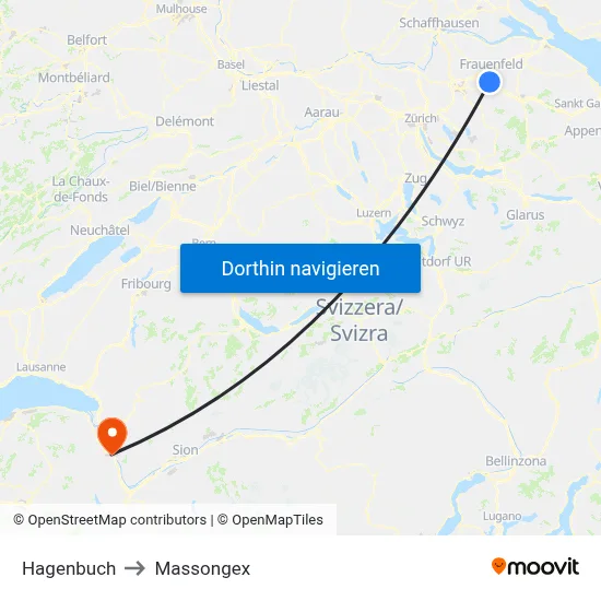 Hagenbuch to Massongex map