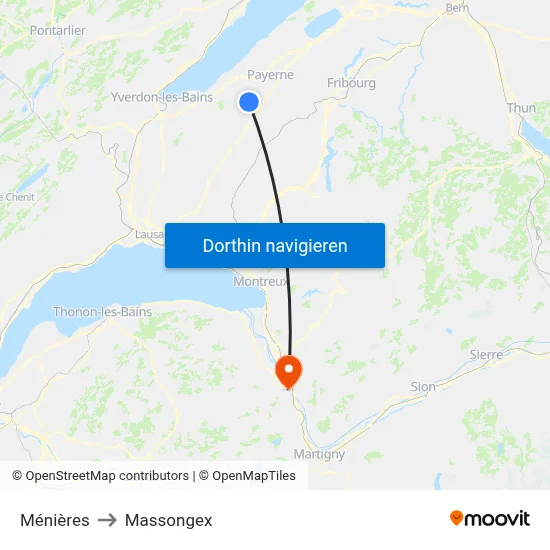 Ménières to Massongex map