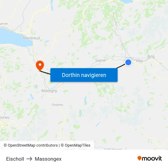 Eischoll to Massongex map