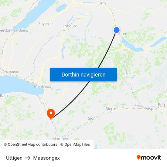 Uttigen to Massongex map
