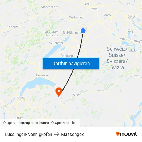 Lüsslingen-Nennigkofen to Massongex map