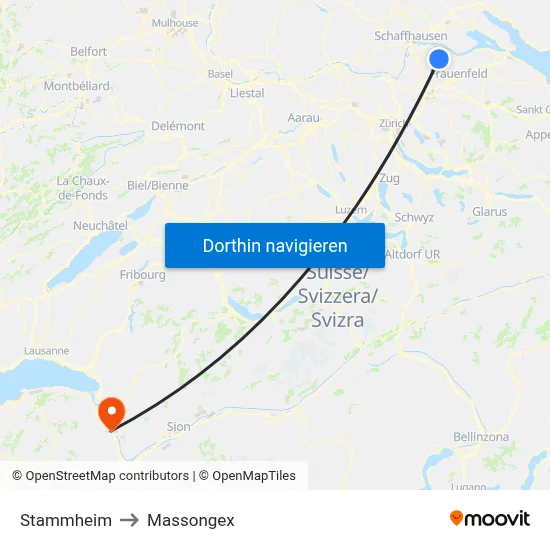 Stammheim to Massongex map