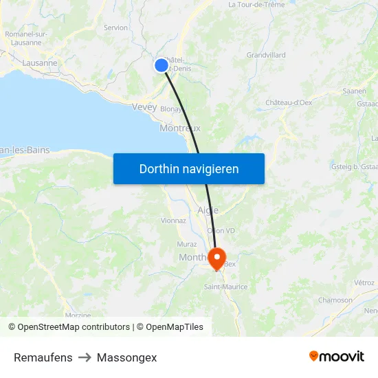 Remaufens to Massongex map