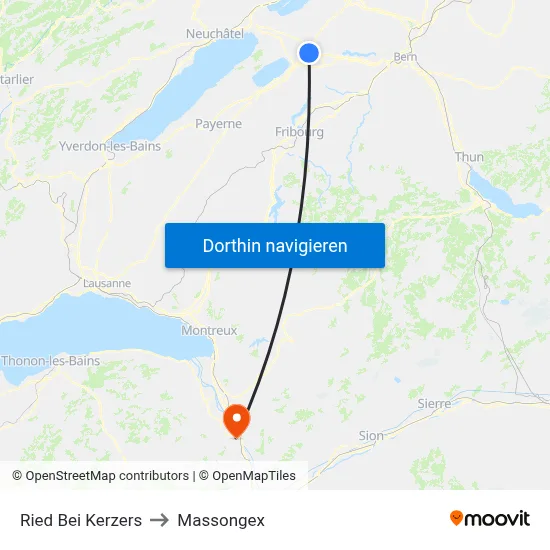 Ried Bei Kerzers to Massongex map