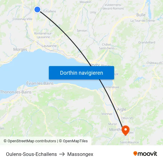 Oulens-Sous-Echallens to Massongex map