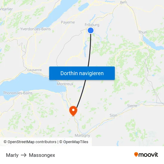 Marly to Massongex map
