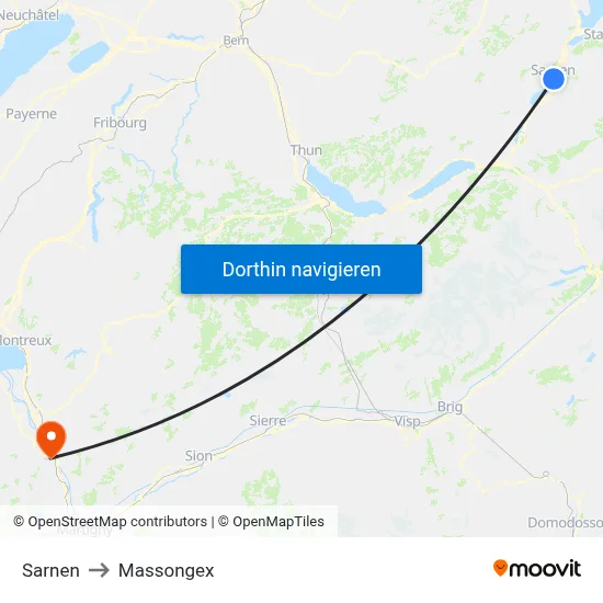 Sarnen to Massongex map