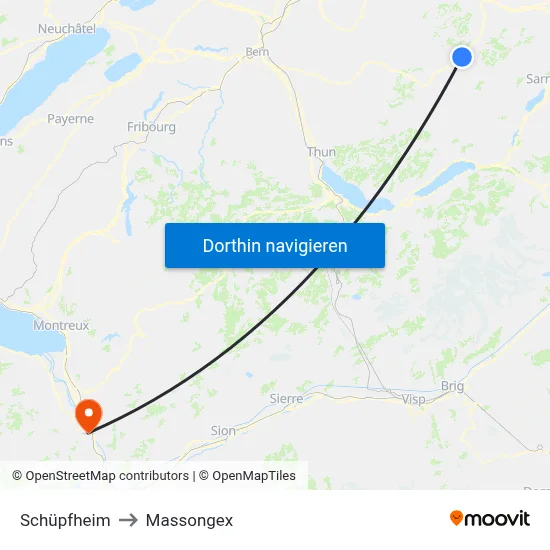 Schüpfheim to Massongex map