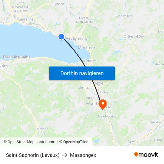 Saint-Saphorin (Lavaux) to Massongex map