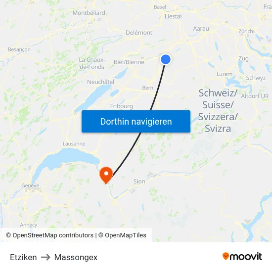 Etziken to Massongex map