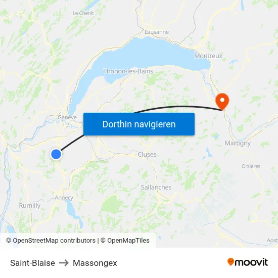 Saint-Blaise to Massongex map