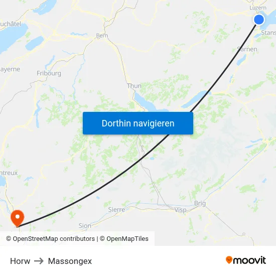Horw to Massongex map