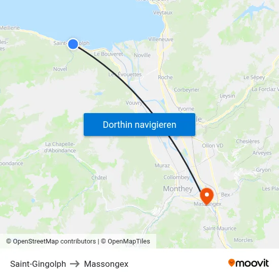 Saint-Gingolph to Massongex map
