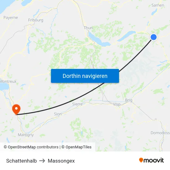 Schattenhalb to Massongex map