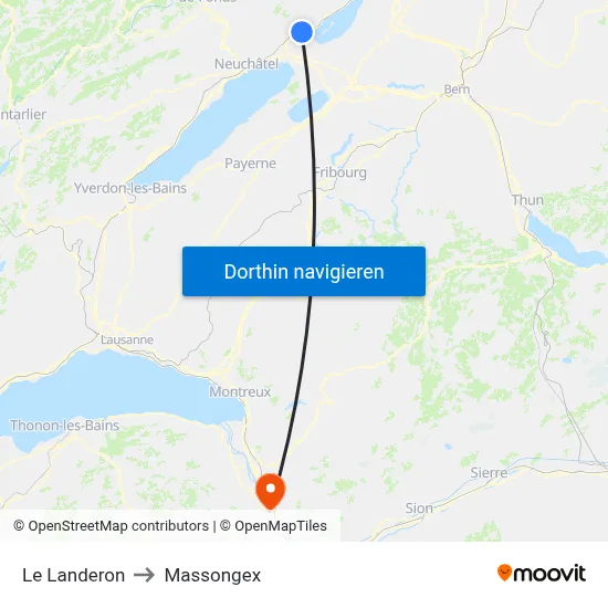 Le Landeron to Massongex map