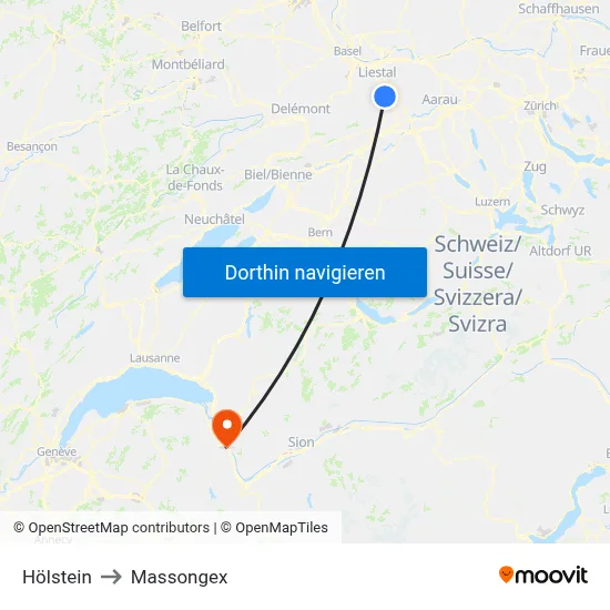 Hölstein to Massongex map