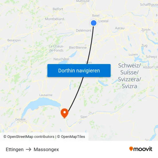 Ettingen to Massongex map