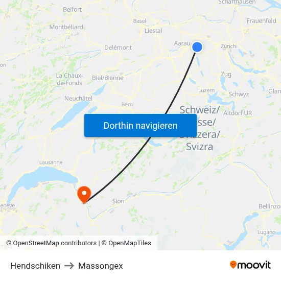 Hendschiken to Massongex map