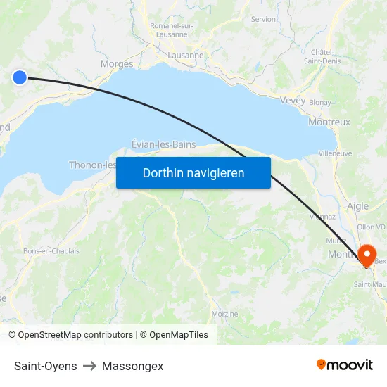 Saint-Oyens to Massongex map