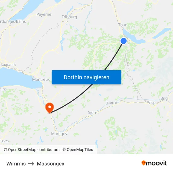 Wimmis to Massongex map