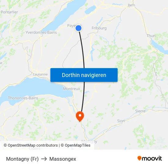 Montagny (Fr) to Massongex map