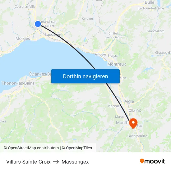 Villars-Sainte-Croix to Massongex map
