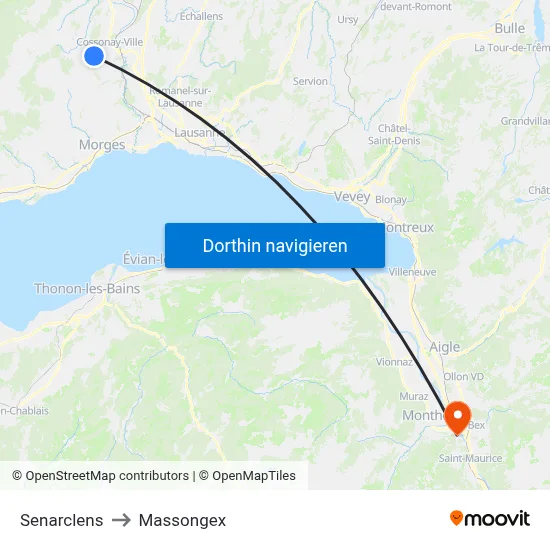 Senarclens to Massongex map